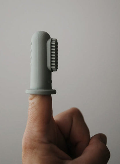 Mushie Silicone Finger Toothbrush - Cambridge Blue