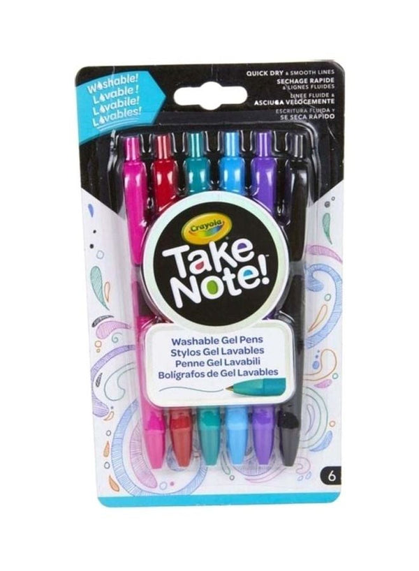 Crayola 6-Piece Take Note Washable Gel Pens Set