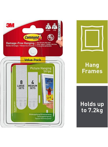 Command 12 Pair Of Picture Hanging Strips White