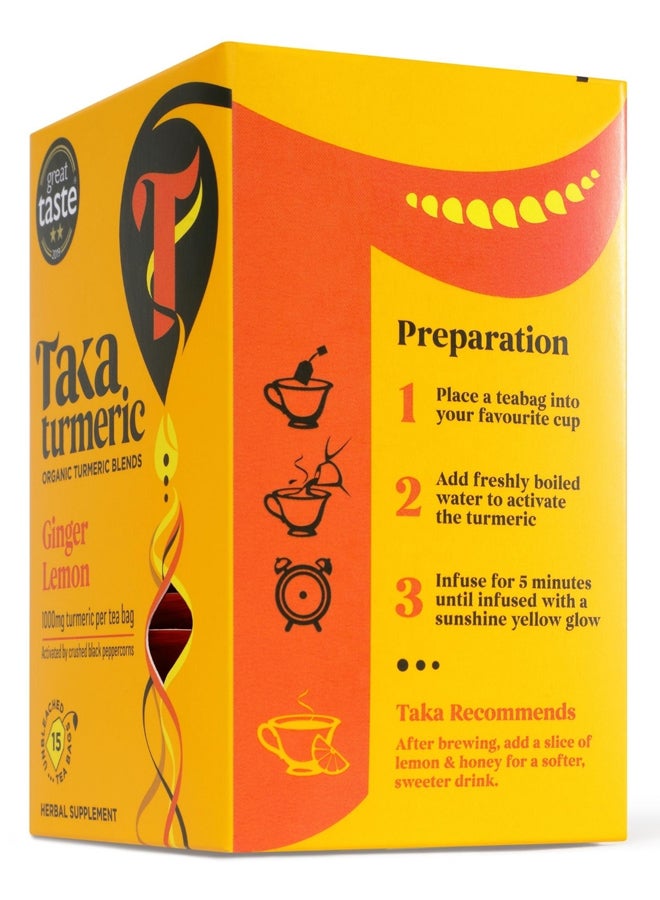 Organic Turmeric Tea with Ginger & Lemon - Taka Turmeric