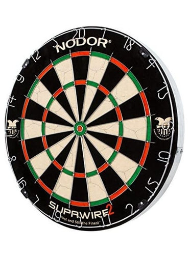 Nodor Supawire 2 Regulation-Size Bristle Dartboard with Moveable Number Ring and Hanging Kit