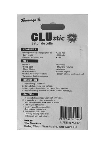 Flamingo 3-Piece Non-Toxic High Viscosity Glue Stick White