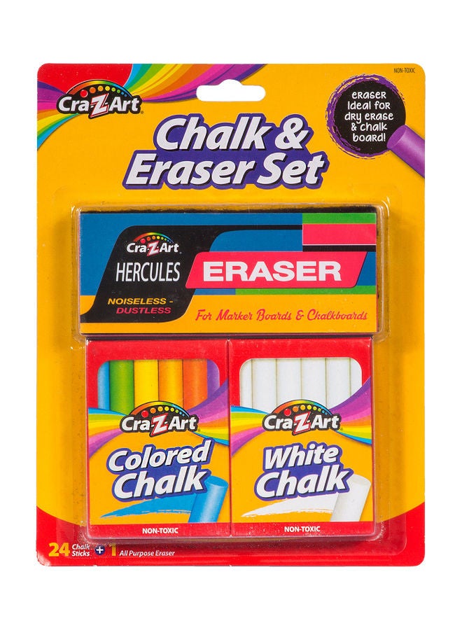 Cra-Z-Art Chalk & Eraser Set, 24ct Chalk Sticks