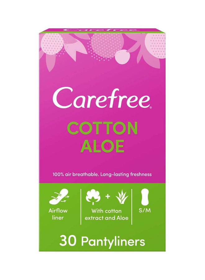 Carefree Daily Panty Liners, Cotton, Aloe - Pack of 30