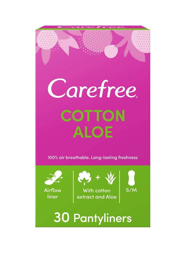 Carefree Daily Panty Liners, Cotton, Aloe - Pack of 30