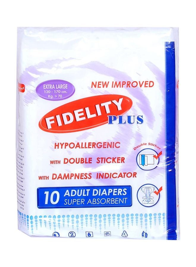 FIDELITY Pack Of 10 Adult Diapers, Extra Large