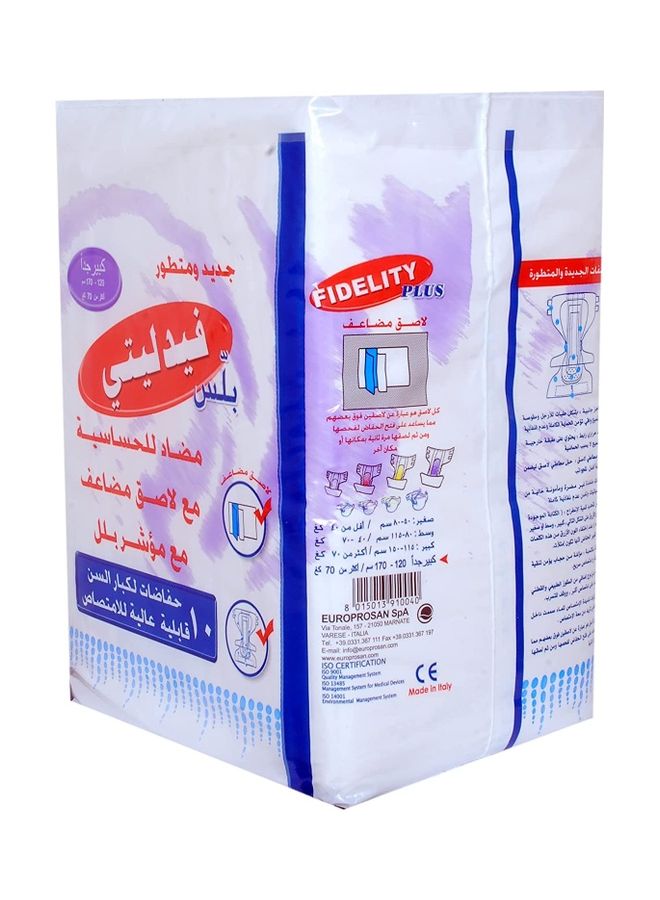 FIDELITY Pack Of 10 Adult Diapers, Extra Large