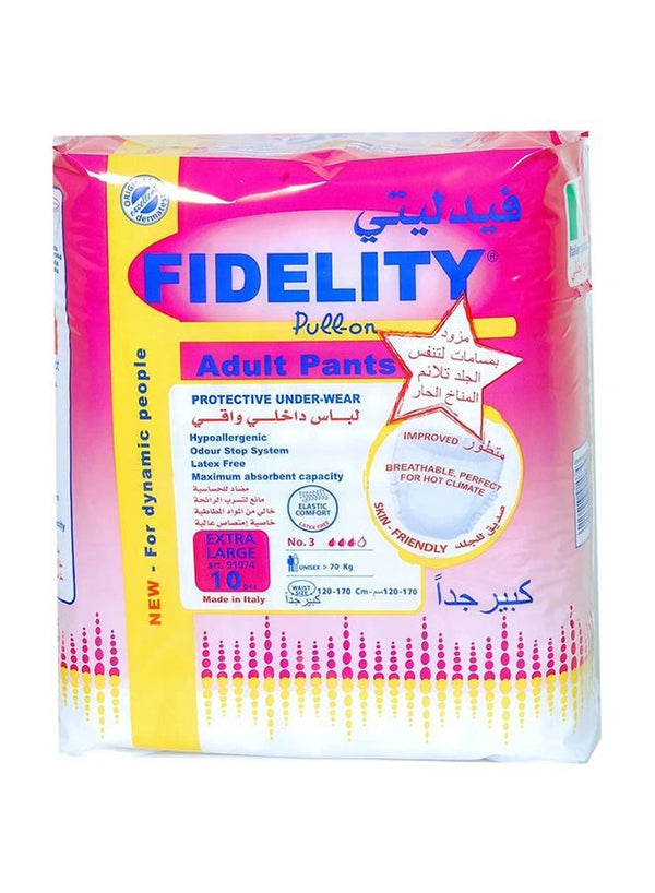 FIDELITY Adult Pull-On Pants, Extra Large - Pack of 10