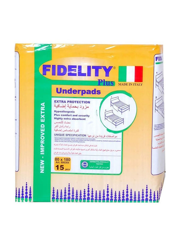 FIDELITY Pack Of 15 Underpads 80x180cm
