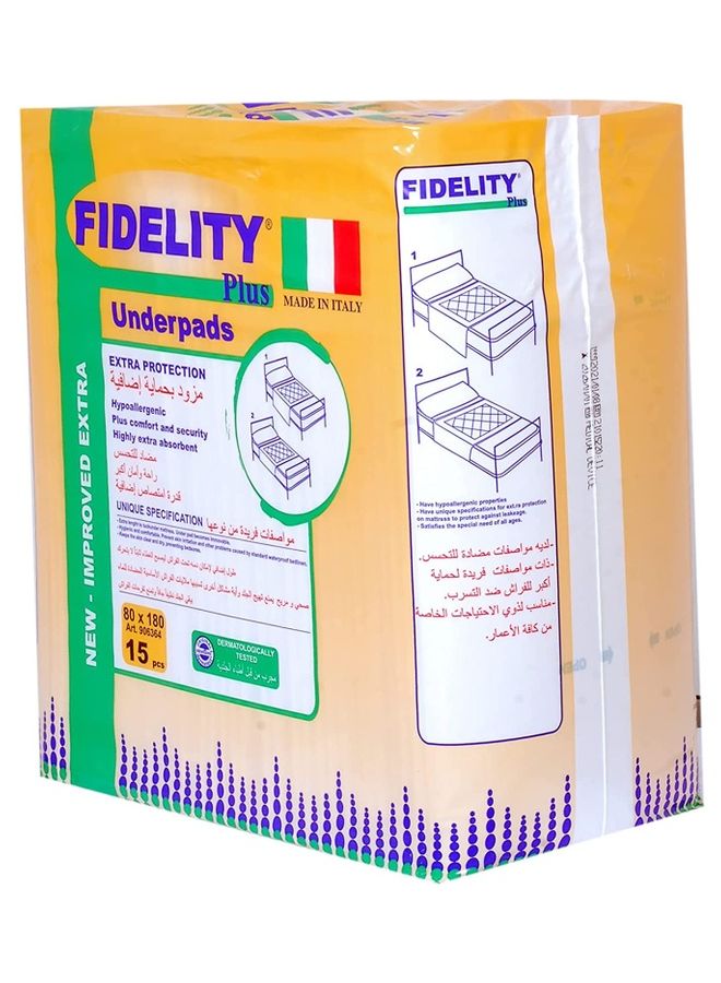 FIDELITY Pack Of 15 Underpads 80x180cm
