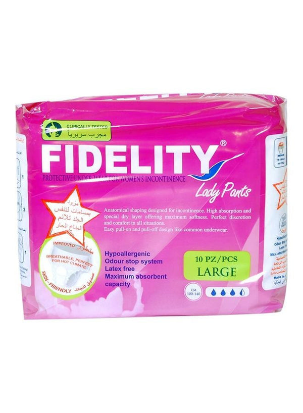 FIDELITY Pack Of 10 Absorbent Lady Pants, Large