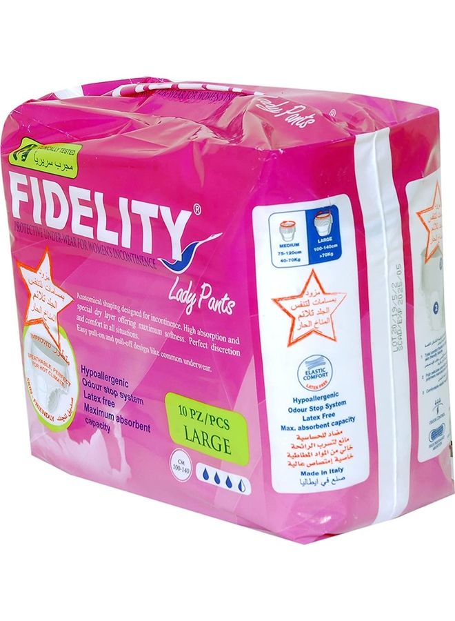 FIDELITY Pack Of 10 Absorbent Lady Pants, Large