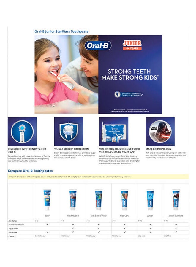 Oral-B Junior Star Wars Toothpaste, 75ml