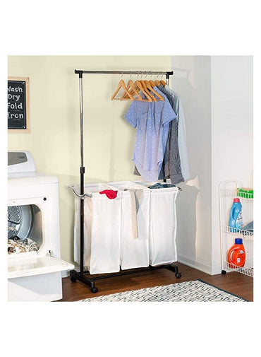 Honey Can Do Triple Sorter Laundry Center with Hanging Bar