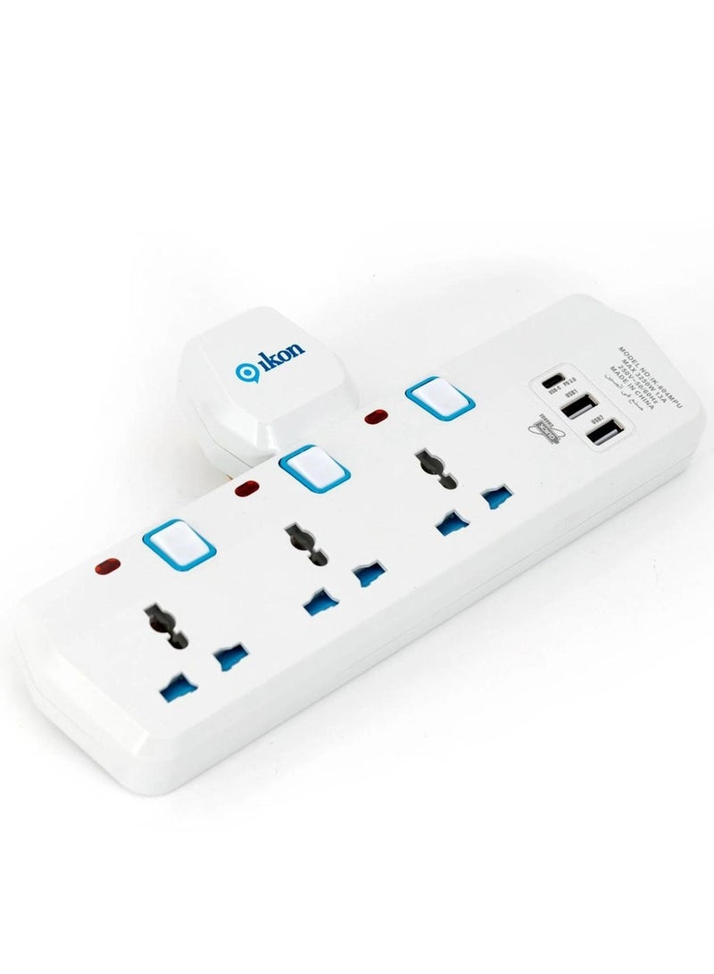 Ikon 4 Way T Socket Multi Adapter - Ikon