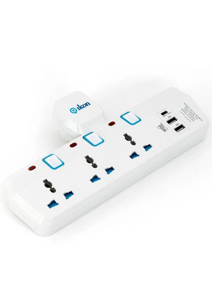 Ikon 4 Way T Socket Multi Adapter - Ikon