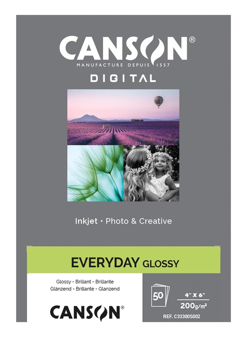 CANSON Digital Everyday Glossy Paper 4X6 Inches
