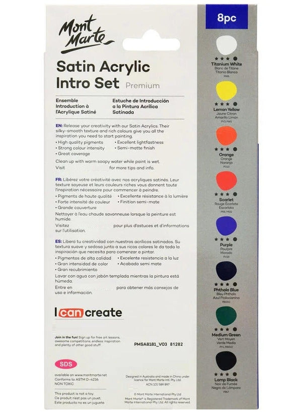 Mont Marte Premium Satin Acrylic Intro Set - 8Pc