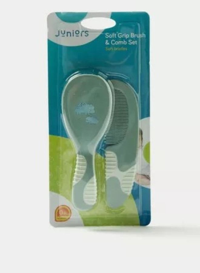 Dino Print Soft Grip Brush And Comb Set - JUNIORS