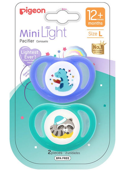Pigeon Mini Light Dino & Raccoon Pacifiers Set L