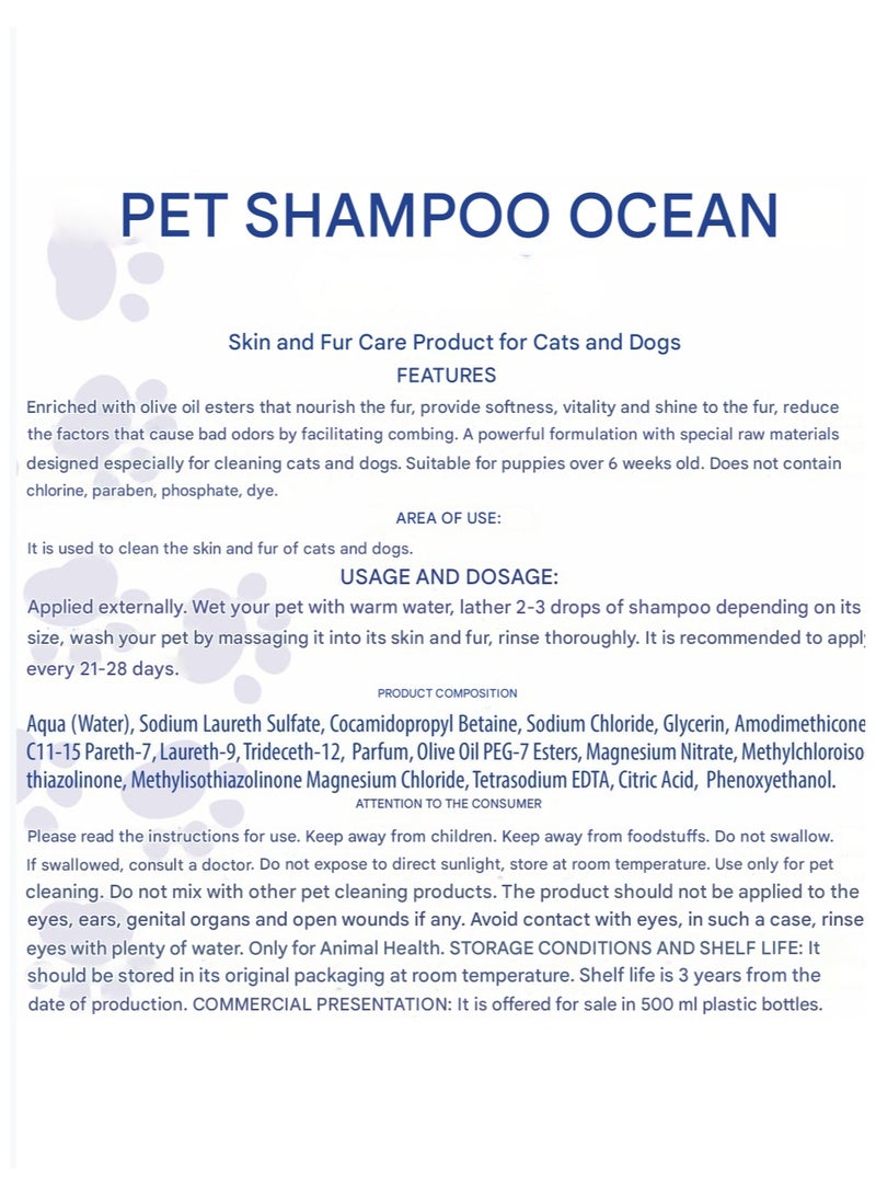 Pet White Ocean Scented Shampoo for Cats & Dogs