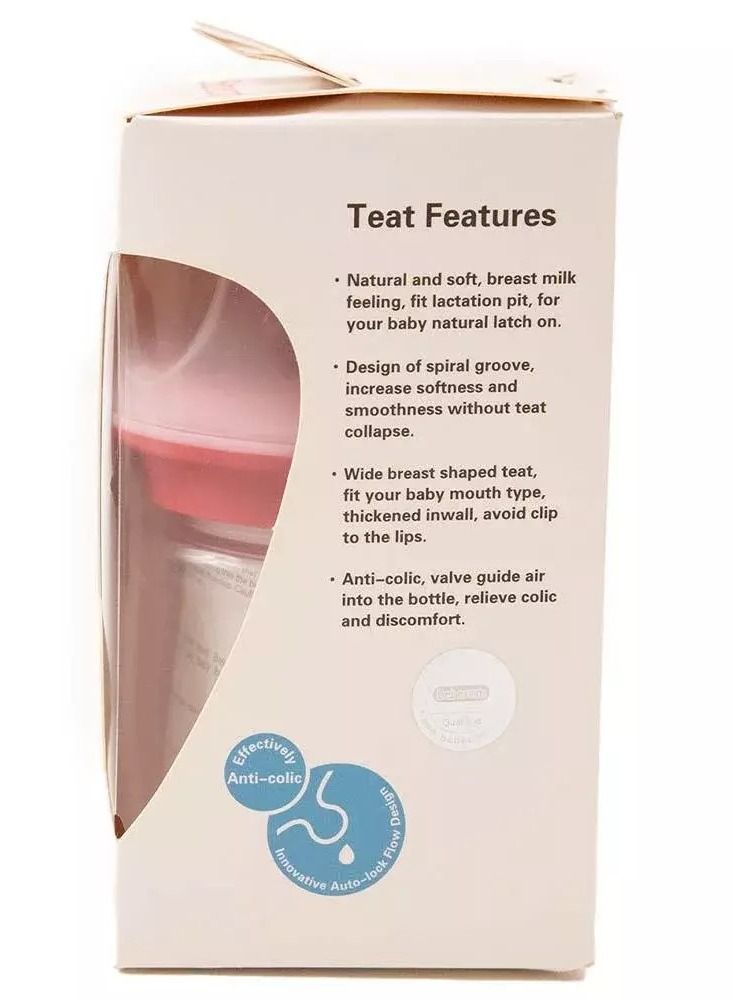 Bebecom Glass Feeding Bottle 120ML Pink