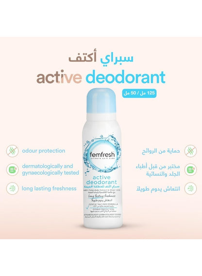 active deodorant, calendula extract, extract silver, extract silver ions, femfresh, freshness odour, gentle talc-free, intimate skin, long-lasting freshness, odour protection, odour protection gentle, protection gentle, silver ions, skin long-lasting, tal