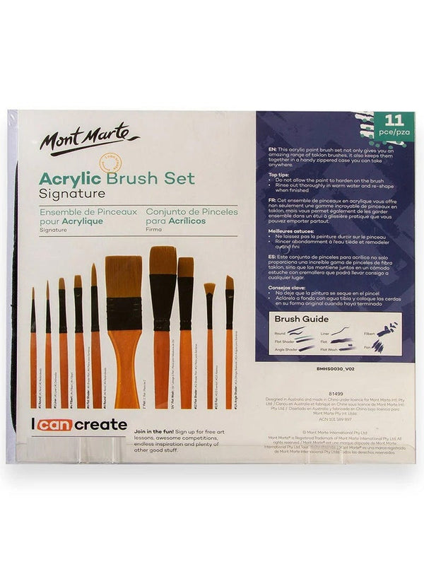 Mont Marte Acrylic Brush Set 11Pc