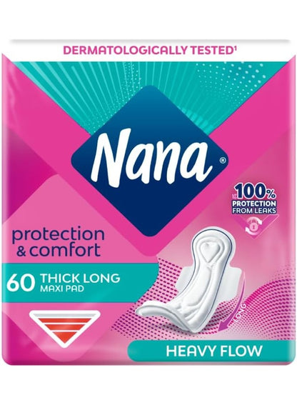 comfort maxi, comfort maxi thick, flow sanitary, flow sanitary pads, heavy flow, heavy flow sanitary, long heavy, long heavy flow, maxi thick, maxi thick long, nana, protection comfort, sanitary pads, thick long, thick long heavy