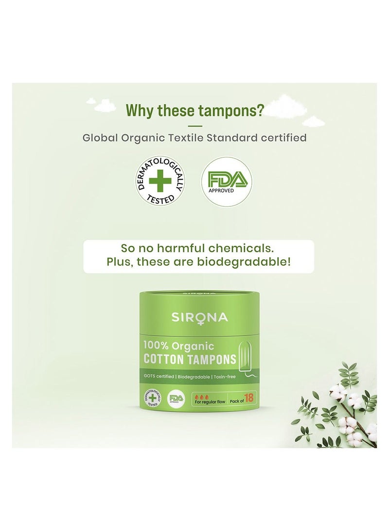 Sirona Organic Cotton Tampons 18 Pieces Pack