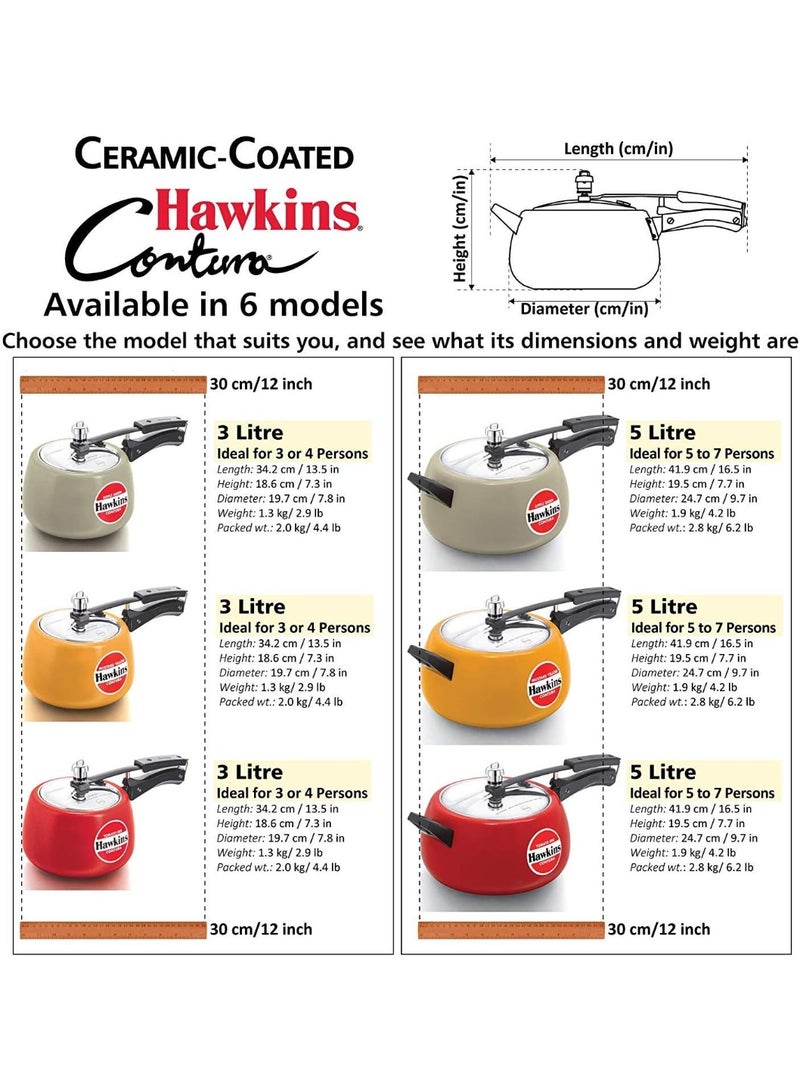 Hawkins Ceramic Cmy30 Coated Pressure Cooker 3L