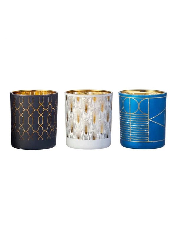 Art Deco Citronella Tealight Holder 3 Pack - Waxworks