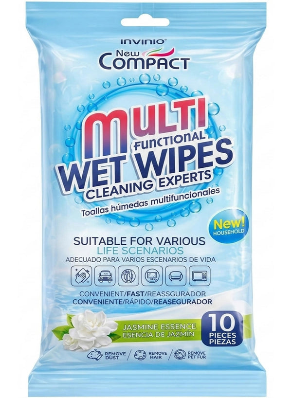 compact multi, compact multi functional, dust hair, flat mop, functional wet, functional wet wipes, hair removal, invinio, multi functional, multi functional wet, multi purpose, non woven, one wipe, pet fur, wet wipes