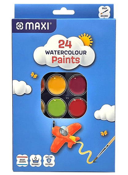 Maxi Water Colour Paints 24 Colours - Premium Art Supplies