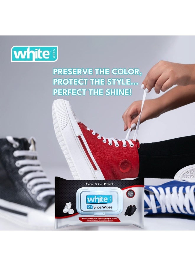 White TISSUES Shoes Wipes - 20 Wipes
