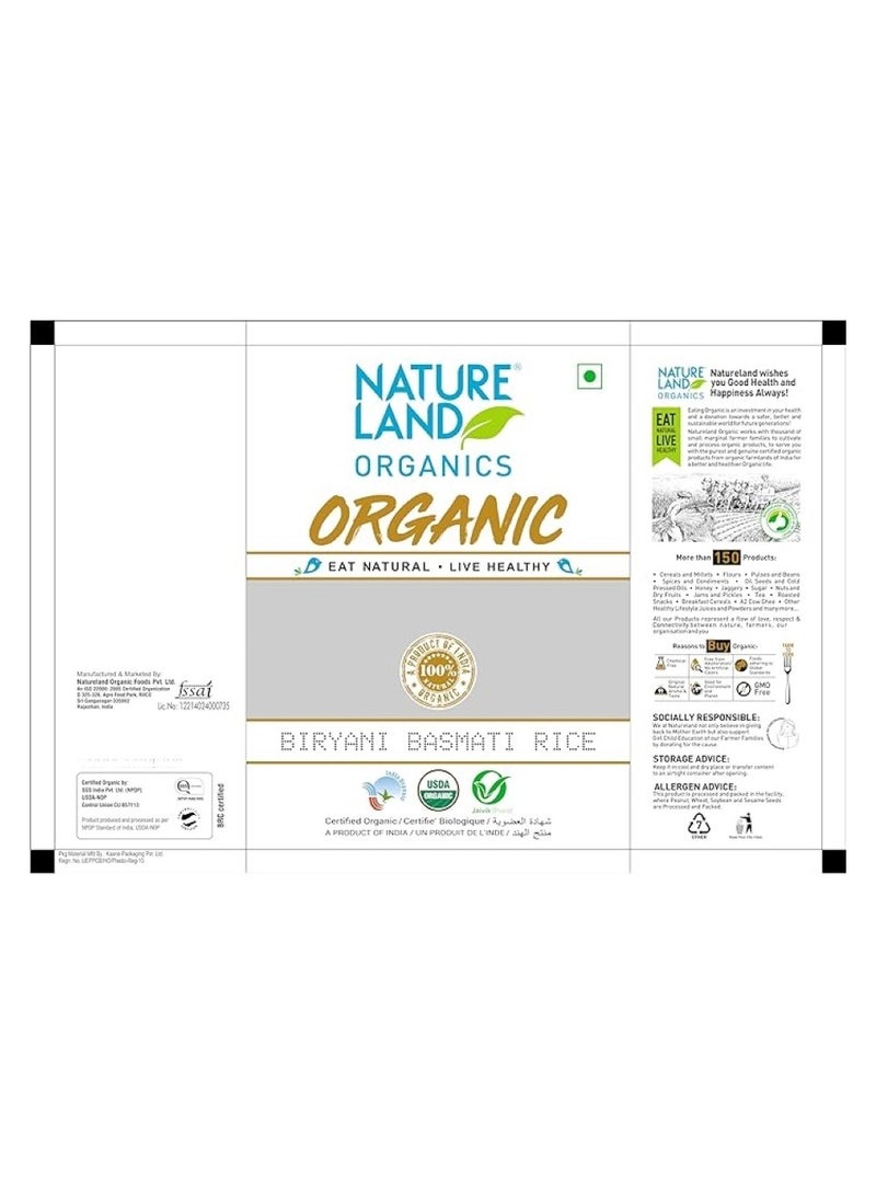 Organic Biryani Basmati Rice 1 Kg - NATURE LAND ORGANICS