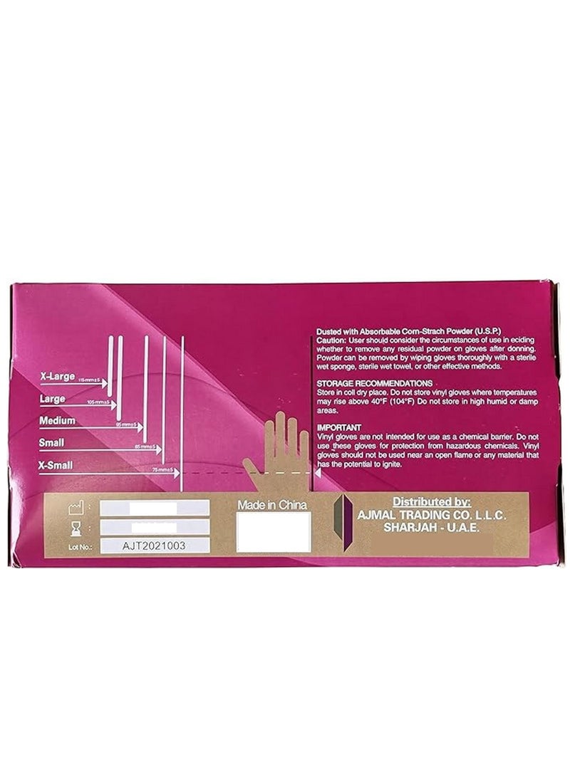 CATHA PACK Vinyl Gloves Clear Powder Free Large