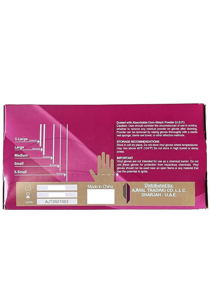 CATHA PACK Vinyl Gloves Clear Powder Free Large
