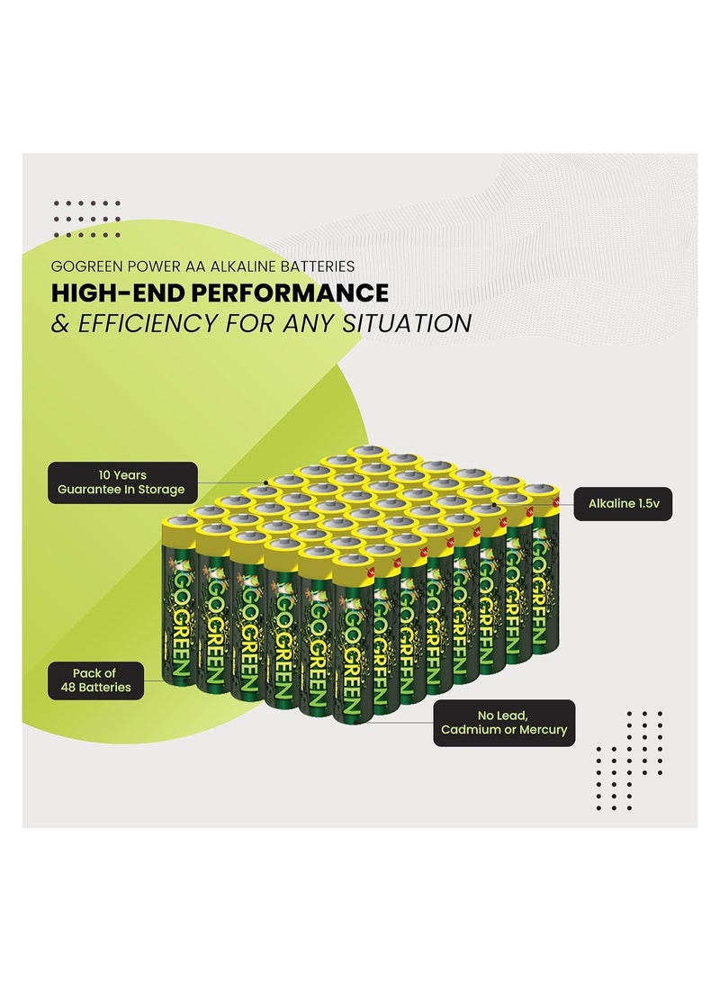 Eco Friendly Alkaline AA Batteries 48 Pcs by GO GREEN