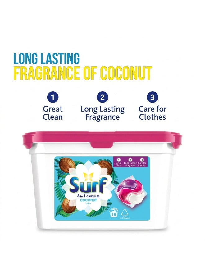 3-in-1 coconut, 3-in-1 coconut bliss, bliss washing, bliss washing capsules, coconut bliss, coconut bliss washing, cold wash, cool dry, deep cleaning, laundry detergent, pods make, stain removal, surf, type bio, washing capsules