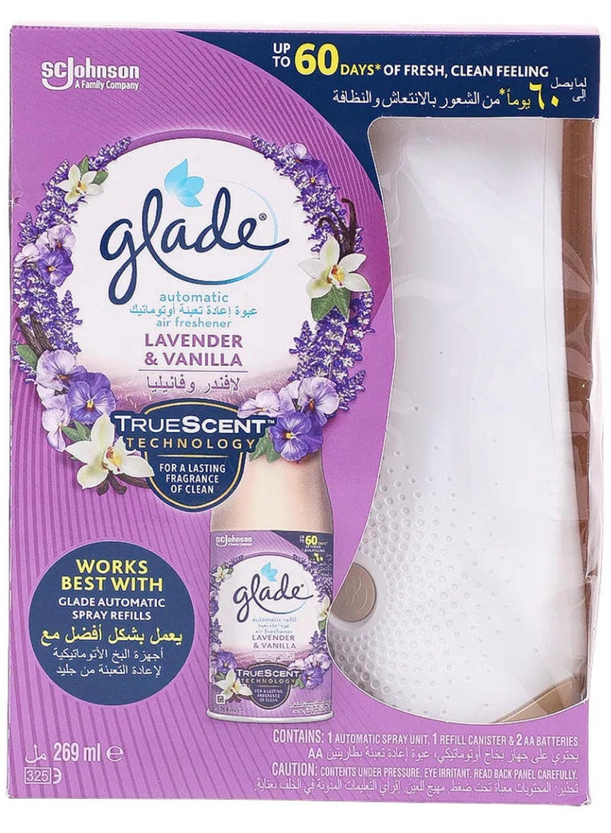 automatic freshness, automatic spray, automatic spray holder, busy day, cozy space, freshener upto, glade, home glade, lavender vanilla, lavender vanilla freshener, order now, spray holder, vanilla freshener, vanilla freshener upto, warm amber