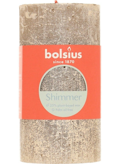 BOLSIUS Shimmer Pillar Candle Champagne