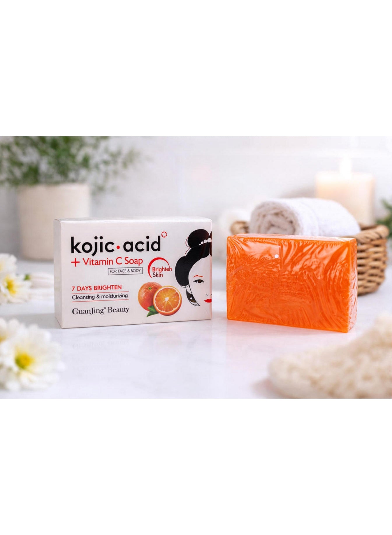 120g key, body 120g, body care, cool dry, dark spot, guanjing beauty, kojic acid, peel oil, sensitive skin, skin tone, skincare, soap bar, soap net, spot care, tone dark