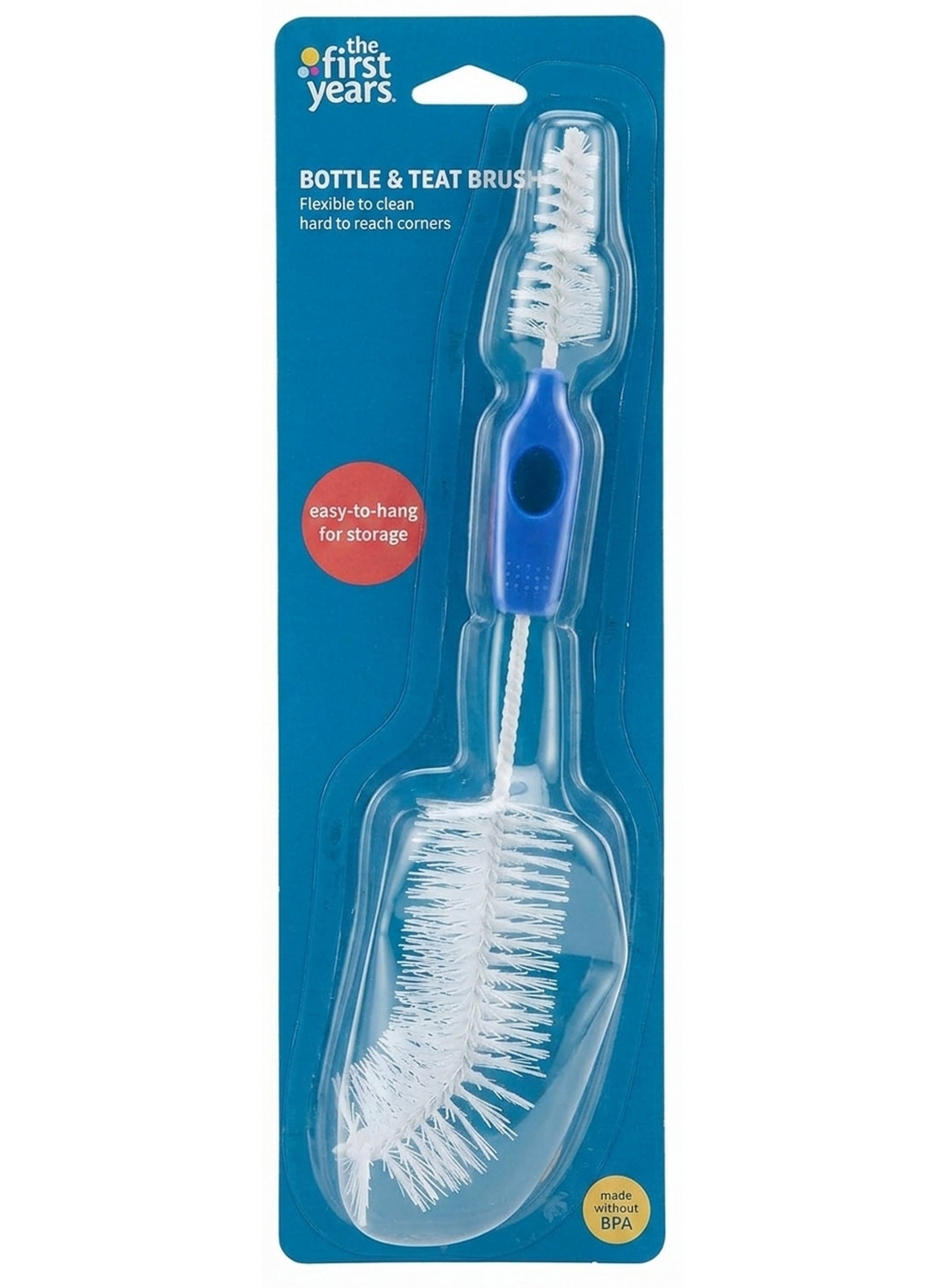 air dry, baby bottle, baby care, brush flexible, clean milk, cups toys, multi-purpose, safe top, soft yet, sponge tip, teat brush, teat brush flexible, the first years, top rack, yes brush