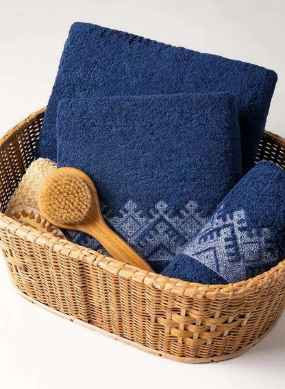 Ideas Crimson Combed Towel Set Blue - 3pcs