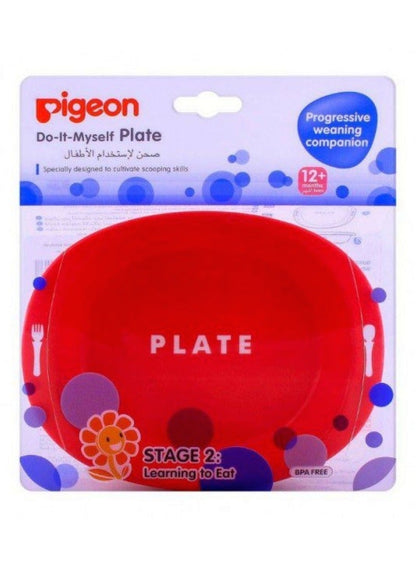 Pigeon Do-It-Myself Plate Red for Toddlers