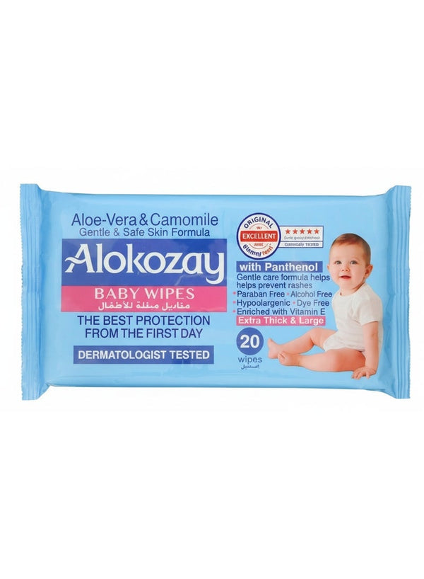 Alokozay Aloe Vera & Camomile Baby Wipes 20 Pcs