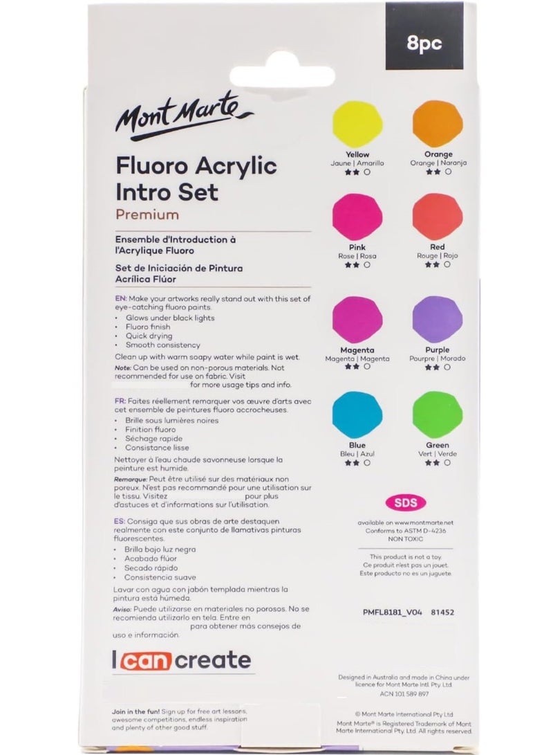 Mont Marte Premium Fluoro Acrylic Paint Set
