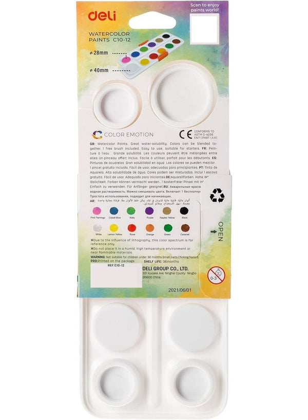 Deli Colour Emotion Water 12 Colour Paint