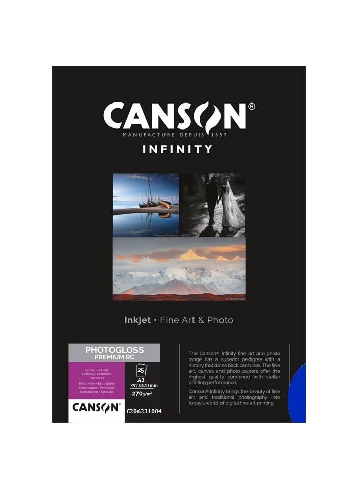 CANSON Infinity Photogloss Premium Glossy A3 25 Sheets